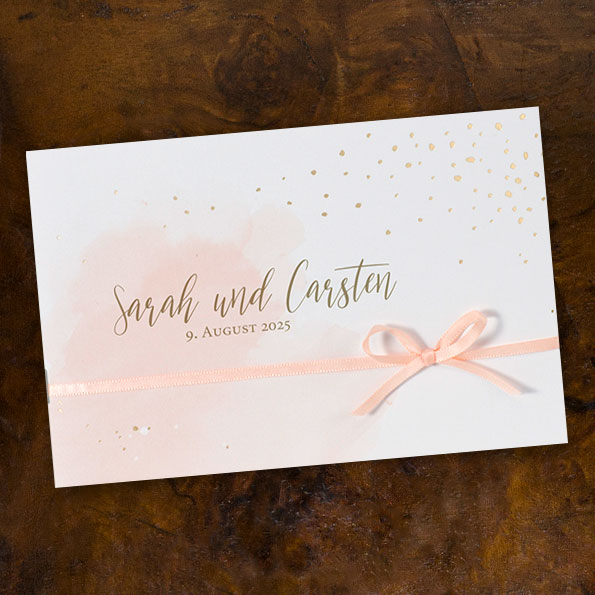 Vergrößerte Abbildung der Einladungskarte Abbildung der Hochzeitseinladungen, apricot