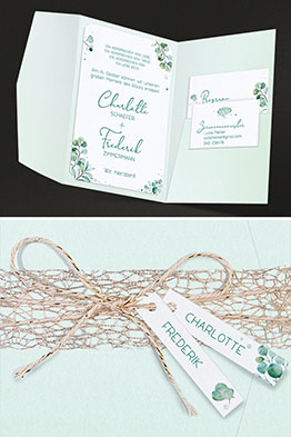 Bedruckte Texteinleger und Zusatzkärtchen