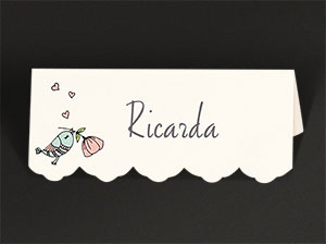 Tischkarte – vergrößerte Abbildung Abbildung der aufgestellten Tischkarte.