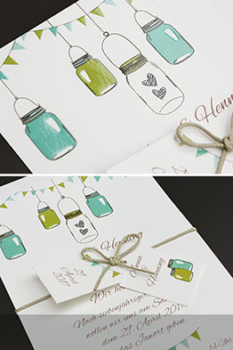 Detail der, an die Hochzeitseinladung angeknüpften, Anhänger