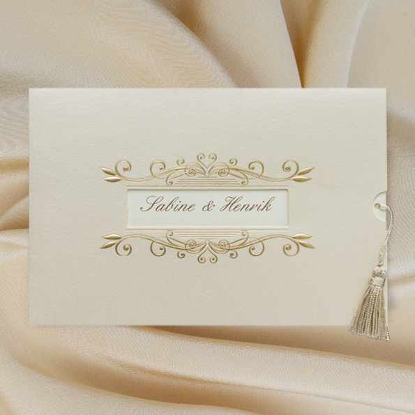 Hochzeitseinladungen – Creme und Gold - vergrößerte Abbildung Hochzeitseinladungen – Creme und Gold