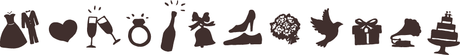 Schmuckleiste mit verschiedenen Hochzeitssymbolen